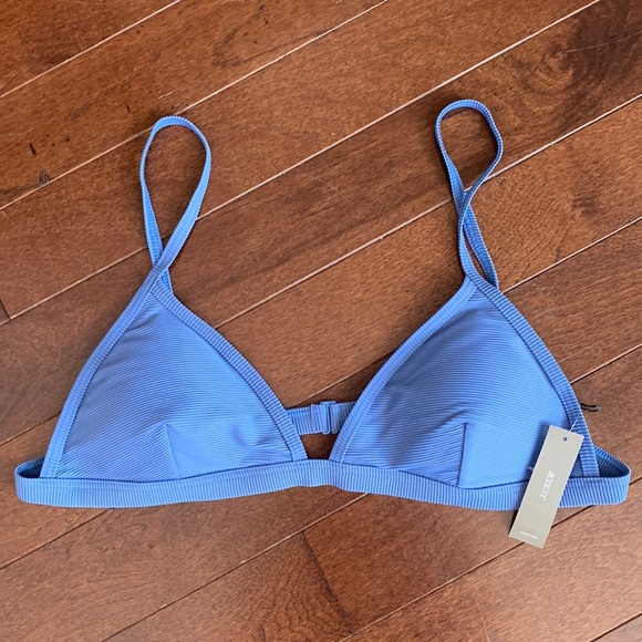 J. Crew Other - J Crew ribbed retro blue triangle bikini top